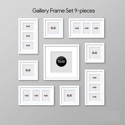 Gallery Wall Template, Gallery Frame Set, Gallery Wall Design, Photo Wall Display, Picture Arrangements, Picture Gallery Wall, Frame Layout, Gallery Wall Layout, Family Photo Wall