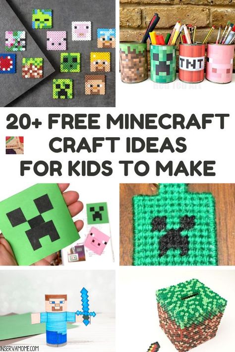 Get the Minecraft enthusiast off the screen to create these fun and simple Minecraft crafts. Making them will be as fun as playing the Minecraft video game! Cat Minecraft Ideas, Minecraft Diy Crafts Bedrooms, Minecraft Arts And Crafts, Minecraft Crafts For Kids, Diy Minecraft Gifts, Crafting Table Minecraft, Minecraft Party Activities, Minecraft Crochet Patterns, Game Vbs