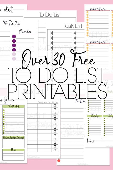 Grab over 30 free printable to do list and see ideas for how to use them. These cute pdf templates are great for work or to get organized with your personal schedule! Free Daily To Do List Printable, Things To Do Template Free Printable, Blank Daily Checklist Printable Free, Planner Checklist Ideas, Task Template Free Printable, Todo List Printable Free, Do To List Printable, Organizing Checklist Printables, Project To Do List Printable Free