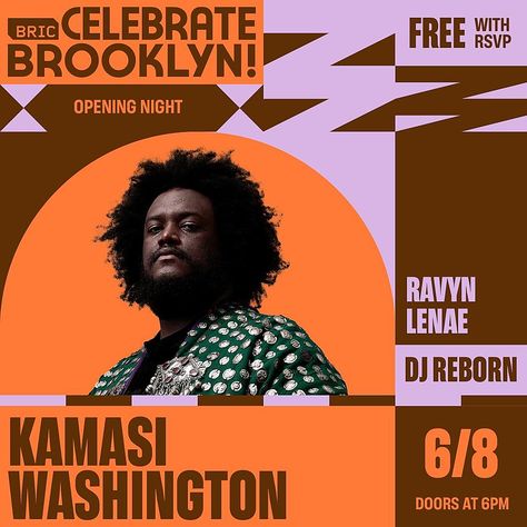 Event Graphic Design, Ravyn Lenae, Kamasi Washington, Event Graphics, Comedy Festival, Prospect Park, Media Sosial, Graphic Design Layouts, Festival Design