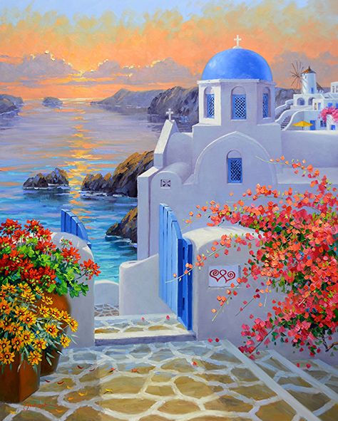 Greece Painting, Expensive Art, Canvas For Beginners, Friend Girlfriend, Diy Paint, Beginner Painting, Paint By Number Kits, Painting Art Projects, Sister Brother