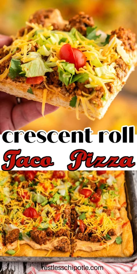 Taco Pizza Appetizer, Taco Pizza Crescent Rolls, Taco Roll Ups Crescent, Ground Beef Recipes For Dinner Crescent Rolls, Crescent Taco Ring, Sheet Pan Taco Pizza, Taco Pizza With Crescent Rolls, Taco Ring With Crescent Rolls, Crescent Roll Taco Ring