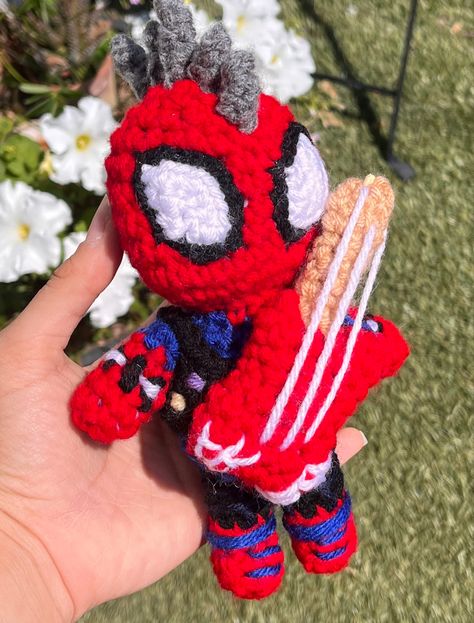 Spider Punk Crochet Pattern, Spiderverse Crochet, Crochet Ideas Spiderman, Marvel Crochet, Crochet Spiderman, Hobbie Brown Spider Punk, Crochet Spiderman Plush, Spiderman Crochet, Spiderman Crochet Plushie