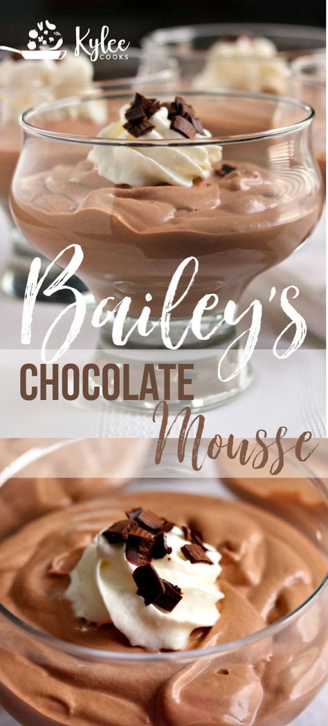 Need a really easy, really tasty and impressive dessert for a special occasion (a Tuesday night totally counts)? How about this Bailey’s Chocolate Mousse? It’s creamy, decadent, rich and it ABSOLUTELY hits the spot after dinner. #baileys #chocolate #mousse #dessert Baileys Chocolate Mousse Recipe, Baileys Chocolate Mousse, Valentines Recipes Desserts, Baileys Recipes, Dessert Mousse, Mousse Chocolate, Impressive Desserts, Chocolate Mousse Recipe, Mousse Dessert