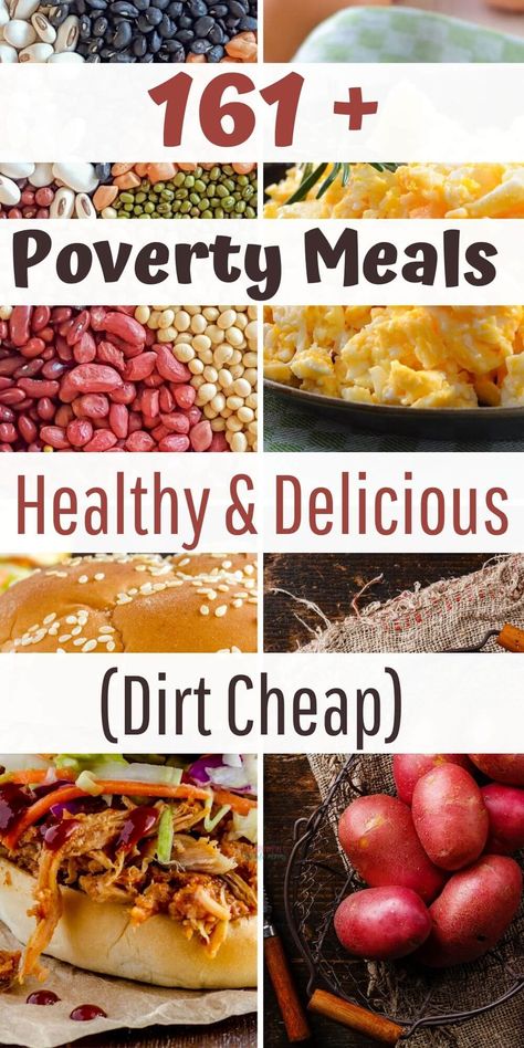 Budget recipes made with poverty food. Delicious meals for lunch and dinner. Meals to make ahead with your crockpot. Yummy meals with lentils, black beans and more. #frugalliving, #povertymeals, #bugetmeals Meals With Lentils, Poverty Food, Poverty Meals, Poverty Meal, Meals For Lunch, Dirt Cheap Meals, Cheap Meal Plans, Cheap Family Meals, Budget Family Meals