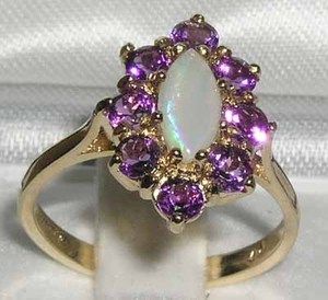 Opal and Amethyst ring. So pretty! Cluster Ring Set, Amethyst Ring Engagement, Precious Opal, Floral Ring, Amethyst Cluster, Natural Opal, White Opal, Flower Ring, Design Floral