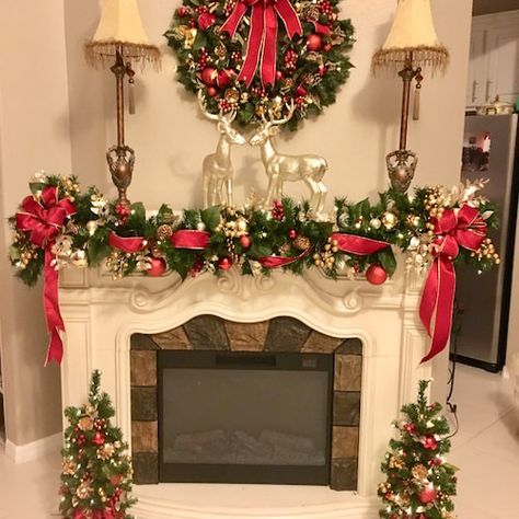 Christmas Fireplace Mantels, Outside Christmas Decorations, Elegant Christmas Decor, Wreath Garland, Artificial Christmas Garland, Christmas Wreaths & Garlands, Fireplace Mantel Decor, Christmas Mantel Decorations, Christmas Mantle