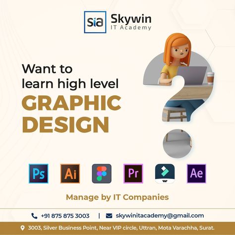 🎨 Unlock Your Creativity 🎨 Are you passionate about art and design? Do you dream of turning your creative talents into a rewarding career? Our Graphic Design Course is offering you an incredible opportunity to dive into the captivating world of design. #skywinitacademy #hatadofresherkatag #admissionopen #skywinner #graphicdesign #graphicdesigncourse #itcourses #itcourse #itacademy #itinstitute #itindustry #surat Course Poster, Aj Logo, It Training, Graphic Design Course, Job Placement, Creative Graphic Design, Learn To Code, Design Course, You Dream