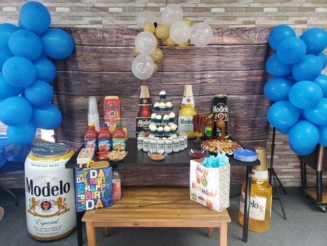 Modelo Party Theme For Men, Modelo Birthday Party, Tequila Centerpiece Ideas For Men, Modelo Party Theme, Modelo Centerpieces, Modelo Themed Birthday Party, Modelo Birthday Party Ideas, Modelo Beer Birthday Party Ideas, Modelo Beer Theme Party