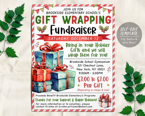 Christmas Pto Fundraisers, Wrapping Paper Fundraiser, Gift Wrapping Fundraiser Ideas, Pto Holiday Shop, Gift Wrap Fundraiser, Gift Wrapping Fundraiser, Christmas Fundraising Ideas, Fundraising Activities, School Pto