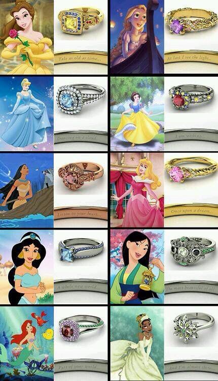 Princesses wedding rings Tangled Ring, Rings Disney, Disney Princess Rings, Disney Princess Engagement Rings, Princess Rings, Disney Wedding Rings, Disney Engagement Rings, Disney Rings, Disney Princess Wedding