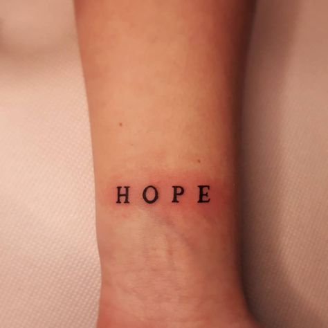 Hope And Semicolon Tattoo, Hope In Different Fonts, Hope Wrist Tattoo, Hope Font Tattoo, Tato Text English, Small Hope Tattoos For Women, Hope Tattoo Men, Symbol For Hope Tattoo, Hope Word Tattoo