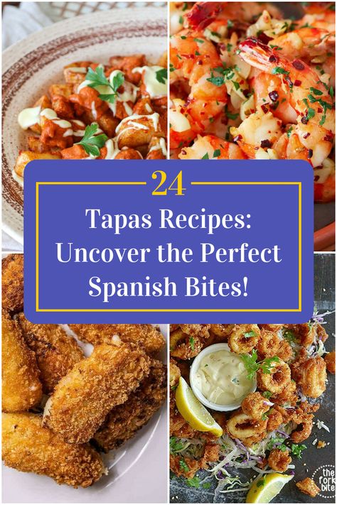 Collage of 4 tapas recipes. Cold Tapas Ideas, Small Plates Food Ideas, Small Plates Recipes, Best Tapas, Tapas Dishes, Spanish Recipes, Tapas Recipes, Spanish Tapas, Small Plate