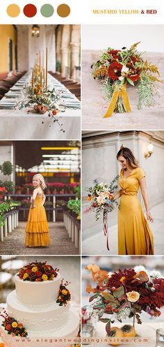 vibrant orange, mustard yellow and red fall wedding colors Mustard Yellow Fall Wedding, Yellow Red Wedding Theme, Yellow Fall Wedding Colors, Burgundy And Marigold Wedding, Wedding Color Yellow, Mustard Yellow Wedding Theme, Red And Yellow Wedding Theme, Mustard Wedding Theme, Red Yellow Wedding