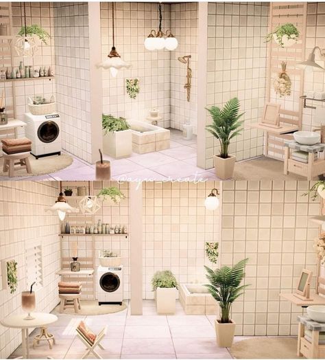 Restroom Refuge Animal Crossing, Acnh House Bathroom, Acnh Bedroom With Bathroom, Acnh Bathroom Laundry Room, Acnh Bathroom Ideas White, Animal Crossing Room Ideas Bathroom, Acnh Craft Room Ideas, Acnh Walk In Closet, Acne Room Ideas