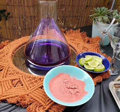 "Water of Life" Empress Gin Dune Cocktail Nerd Recipes, Empress Gin, Cinnamon Chicken, Dune Movie, Eat Me Drink Me, Purple Water, Movie Themed Party, Themed Drinks, Freeze Dried Strawberries