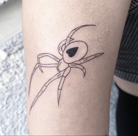 Simple Evil Tattoos, Line Work Spider Tattoo, Spider Tattoo Linework, Women Spider Tattoo, Goth Fine Line Tattoo, Simple Tattoos Line Work, Spider Tattoo Fine Line, Linework Patchwork Tattoo, Cute Line Work Tattoos