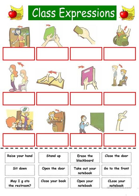 classroom commands - English ESL Worksheets Classroom Commands, Materi Bahasa Inggris, Esl Classroom, Esl Activities, French Classroom, Esl Lessons, English Worksheets For Kids, Kids Cuts, English Classroom