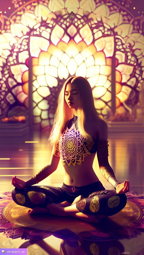 Girl in Yoga position, light shines through a mandala window. Enjoy free spirit. Yoga Breathing Techniques, Egyptian Goddess Art, Lucky Wallpaper, Yoga Breathing, Yoga Positions, Astrology Art, Relaxing Yoga, Yoga Photography