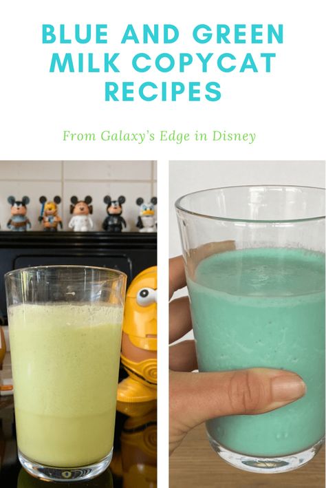 Galaxy's Edge Copycat Recipes: Blue and Green Milk Blue And Green Milk Star Wars, Blue Milk Star Wars, Star Wars Blue Milk, Blue Milk Recipe, Embryo Adoption, Themed Recipes, Disney World Hollywood Studios, Star Wars Food, Disney Dinner