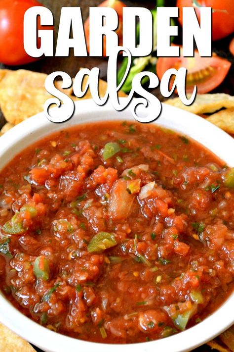 Fresh Salsa Recipe Homemade, Garden Salsa Recipe, Tomato Salsa Recipe Fresh, Garden Fresh Salsa, Best Salsa Recipe, Garden Salsa, Slow Cooker Salsa Chicken, Slow Cooker Salsa, Tomato Salsa Recipe