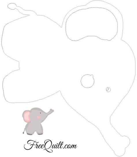 Baby Elephant Outline - Printable Elephant Applique Template Elephant Template Pattern, Elephant Patterns Free Printable, Applique Templates Printable Free, Elephant Cut Out, Elephant Quilts Pattern, Applique Template, Elephant Template, Elephant Outline, Moldes Para Baby Shower