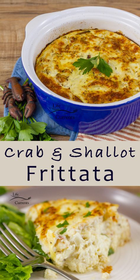 Crab and Shallot Frittata - Frittata, crustless quiche, egg casserole, whatever you call it, it’s delicious, and a great way to enjoy crab meat! Crab Meat Recipe, Quiche Recipes Easy, Diy Easy Recipes, Meat Recipe, Frittata Recipes, Crustless Quiche, Egg Casserole, Crab Recipes, Best Food Ever