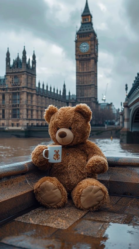 Midjourney Feed Teddy Bear Wallpaper Iphone, Teddy Bear Background, Teddy Bear Photography, Sitting On A Ledge, Teddy Bear Sitting, Huge Teddy Bears, Cute Teddy Bear Pics, Elizabeth Tower, Bear Drink