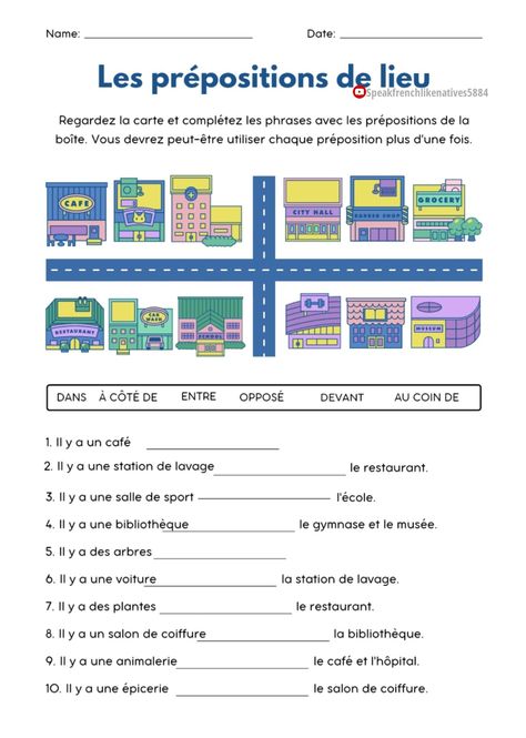 French Prepositions Worksheets, French Language Learning Kids, Learn French Beginner, Basic French Words, French Worksheets, French Teaching Resources, French Language Lessons, Core French, French Education