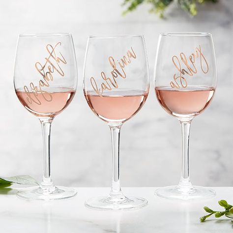 Personalized Wine Glasses With Name, Wedding Merch, Rose Wine Glass, Cricut Inspiration, Rosé Wine, Sip Sip Hooray, Diy Wine Glasses, Custom Wine Glasses, Vinyl Personalized