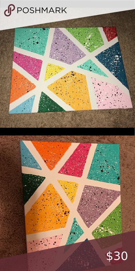 Canvas Splatter Painting Diy, Tape Painting Art, Canvas Painting Ideas Geometric, Splatter Art Ideas, Back To School Canvas Painting Ideas, Splattering Art, Splatter Painting Ideas, Toddler Canvas Painting Ideas, Painting With Tape Designs On Canvas