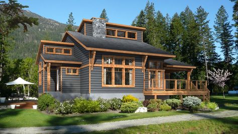 Reconfigure upstairs to make room for 3rd bedroom Bungalows Exterior, Beaver Homes And Cottages, Beaver Homes, Muskoka Cottage, Exterior Rendering, Lake House Plans, Large House, Cottage Plan, Gourmet Kitchen