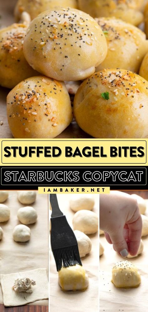 Egg Stuffed Bagel, Easy Bagel Bites, Bagelful Recipe, Stuffed Bagel Minis, Breakfast Bagel Bites, Stuffed Bagels With Cream Cheese, Everything Bagel Bites With Cream Cheese, Bagel Mini Recipe, Garlic Bread Bagel Bites Air Fryer