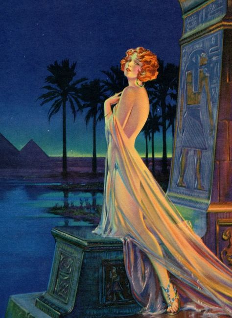 Henry CLIVE (1882-1960) ~ Art Déco ✿ | Catherine La Rose ~ The Poet of Painting Henry Clive, Art Arabe, Egyptian Painting, Ancient Egypt Art, Art Deco Illustration, Egyptian Queen, Egypt Art, Islamic Artwork, Ancient Egyptian Art