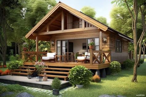 Tiny House and Small Space Living Small Tropical House, Filipino House, Tiny Farmhouse, Modern Wooden House, Prefab Container Homes, Wooden House Design, Tiny House Exterior, Bamboo House Design, Cabin Retreat