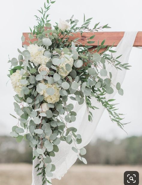 Wedding Flowers With Lots Of Greenery, All White Flowers, Wedding Arbors, Corner Piece, Photography Location, Wedding Ceremony Arch, Flowers And Greenery, Wedding Arch Flowers, Wedding Arbour