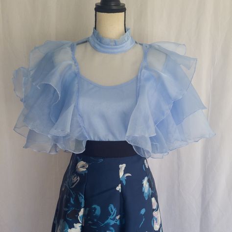 Aesthetic Butterfly Outfit, Butterfly Aesthetic Clothes, Butterflycore Outfit, Light Blue And Black Outfit, Butterfly Outfit Aesthetic, Aesthetic Outfits Blue, Blue Aesthetic Clothes, Ocean Clothes, Blue Blouse Outfit