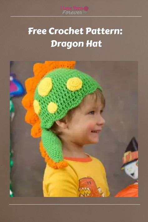 Free Crochet Pattern: Dragon Hat Crochet Pattern Dragon, Dragon Hat, Dragon Crochet, Dragon Hats, Crochet Dragon, Crochet Beanie Hat, Dragon Toys, I Love This Yarn, Dragon Lover