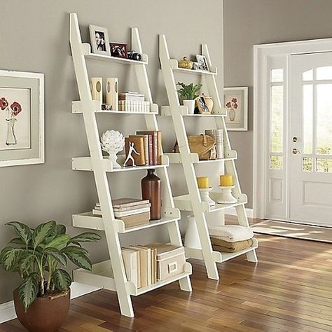 30 Incredible Shelf Decoration Ideas to Beautify Your Home ~ Matchness.com Bookshelf Decorating Ideas, Ladder Shelf Decor, Ladder Shelves, Shelf Decor Living Room, Ladder Bookshelf, Room Shelves, Ladder Shelf, غرفة ملابس, Bookshelf Decor