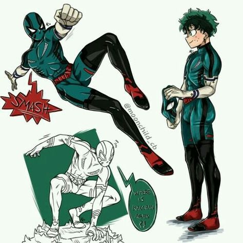 Spider Deku X Deadpool Bakugou, Deku Quirk, Spider Deku, Urban Ninja, Super Hero Outfits, Fandom Crossover, Superhero Design, Anime Crossover, My Hero Academia Episodes