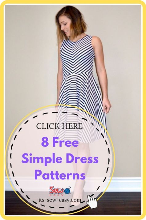 Free House Dress Pattern, Zero Waste Dress Free Pattern, House Dress Pattern Free, Dress Making Patterns Free, Free Dress Patterns For Women Easy, Ladies Dress Patterns, Knit Fabric Dress Pattern, Simple Dress Patterns, Simple Dress Diy