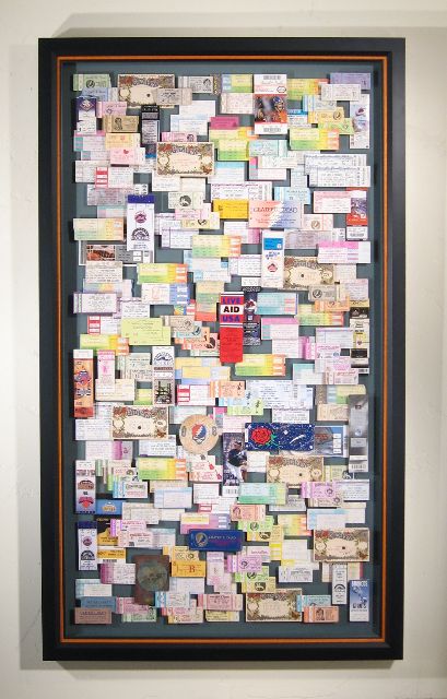 ticket+collection+box+art | Experimenting with Art and Frames | Islands Framing Gallery Playbill Display, Concert Ticket Display, Ticket Display, Concert Ticket Gift, Travel Ticket, Diy Shadow Box, Travel Keepsakes, Ticket Stubs, Super Gifts