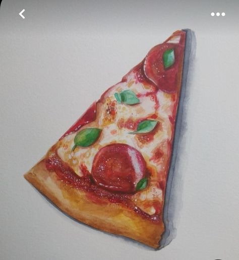 Pizza Watercolor, Colored Pencil Artwork Ideas, Pizza Illustration, Pizza Drawing, Colored Pencil Art Projects, Food Art Painting, Gouache Illustration, Pizza Art, Prismacolor Art