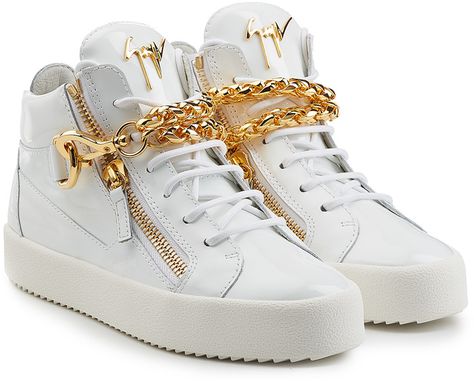 Giuseppe Zanotti Patent Leather Sneakers Urban Sneakers, Shoes Sneakers White, Zanotti Sneakers, Futuristic Shoes, Giuseppe Zanotti Sneakers, Urban Shoes, Shiny Shoes, Round Toe Sneakers, Zanotti Shoes