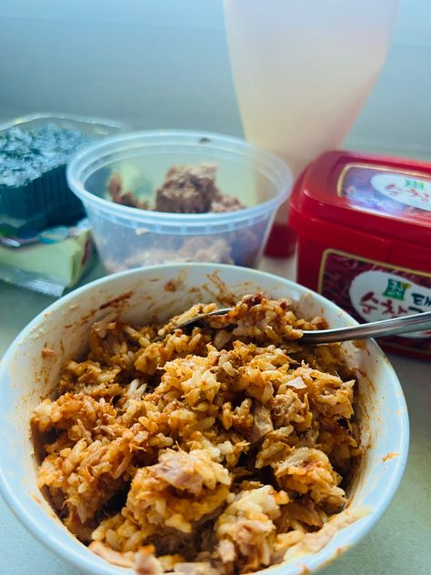 Korean Tuna Rice Bowl, Tuna Mayo Rice Bowl, Tuna Mayo Rice, Gochujang Rice, Tuna Rice Bowl, Tuna Bowl, Tuna Rice, Kewpie Mayo, Tuna Mayo