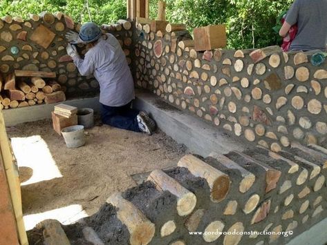 Cordwood Homes, Cord Wood, Cob House, Wood Shed, Patio Decorating Ideas On A Budget, Natural Building, Earthship, Small Backyard Design, Front Yard Landscaping Design