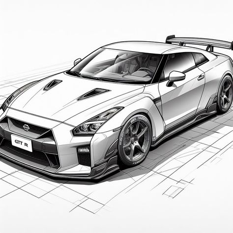 Nissan GT-R 20 coloring pages -  #Coloring #Gtr #Nissan #pages Check more at https://ifoundaideas.com/car/nissan-gt-r-20-coloring-pages/ Gtr Drawing, Cool Car Drawings, Car Artwork, Cool Car Pictures, Printable Coloring Book, Nissan Gt, Nissan 350z, Nissan Gtr, Nissan Gt-r