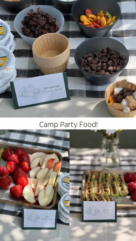 Camping Themed Birthday Party - traditionallycozy.com Camping Themed Food, Camp Party Food, Camping Birthday Party Theme, Camping Themed Party Food, Camp Themed Birthday Party, Camping Party Foods, Camping Themed Birthday Party, Golden Bday, Camp Birthday