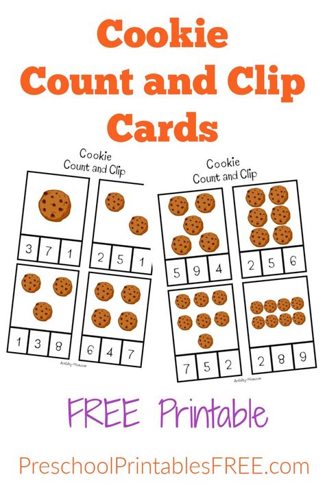 Count and clip cards for preschoolers. Count the cookies and clip the numeral with a wooden clothespin. Free printable counting activity for kids. #countingcards #preschoolactivity #freeprintable Counting Clip Cards Free Printable, Cookie Counting Printable, Cookie Worksheets Preschool, Count And Clip Cards Free, Clip Cards Free Printable, Cookie Counting, Letter C Activities, Counting Clip Cards, Counting Activity