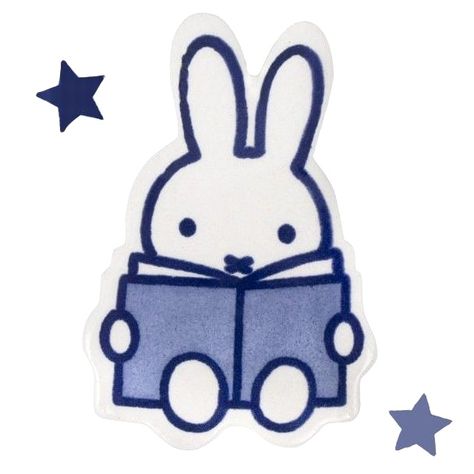 Miffy Widget Icons, Miffy Reading, Blue Miffy, Photo Widget, Bunny Wallpaper, Bunny Gifts, Cute Doodles Drawings, Delft Blue, Blue Books